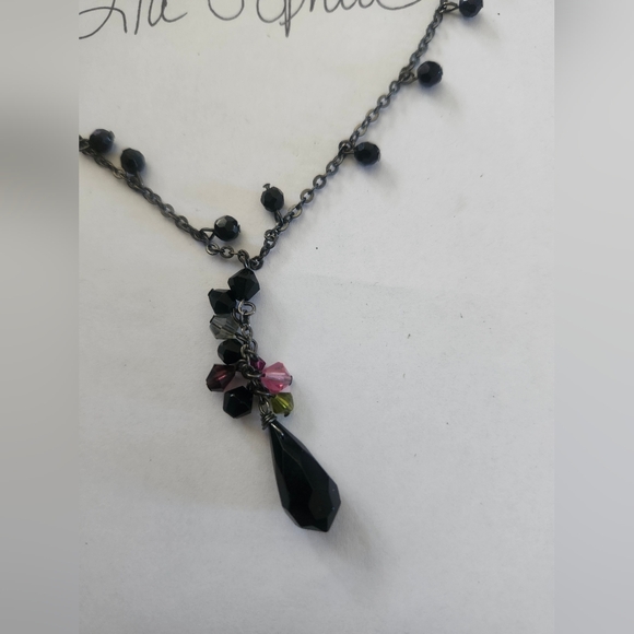 LIA SOPHIA Black and Purple Drop T Necklace - Picture 2 of 2